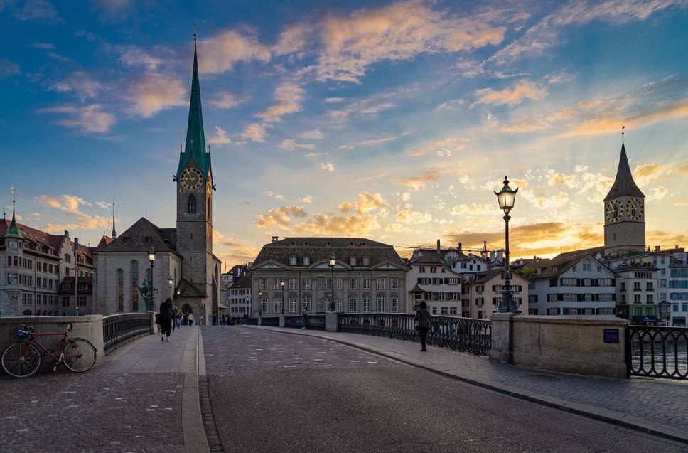 Bridge and buildings in Zurich